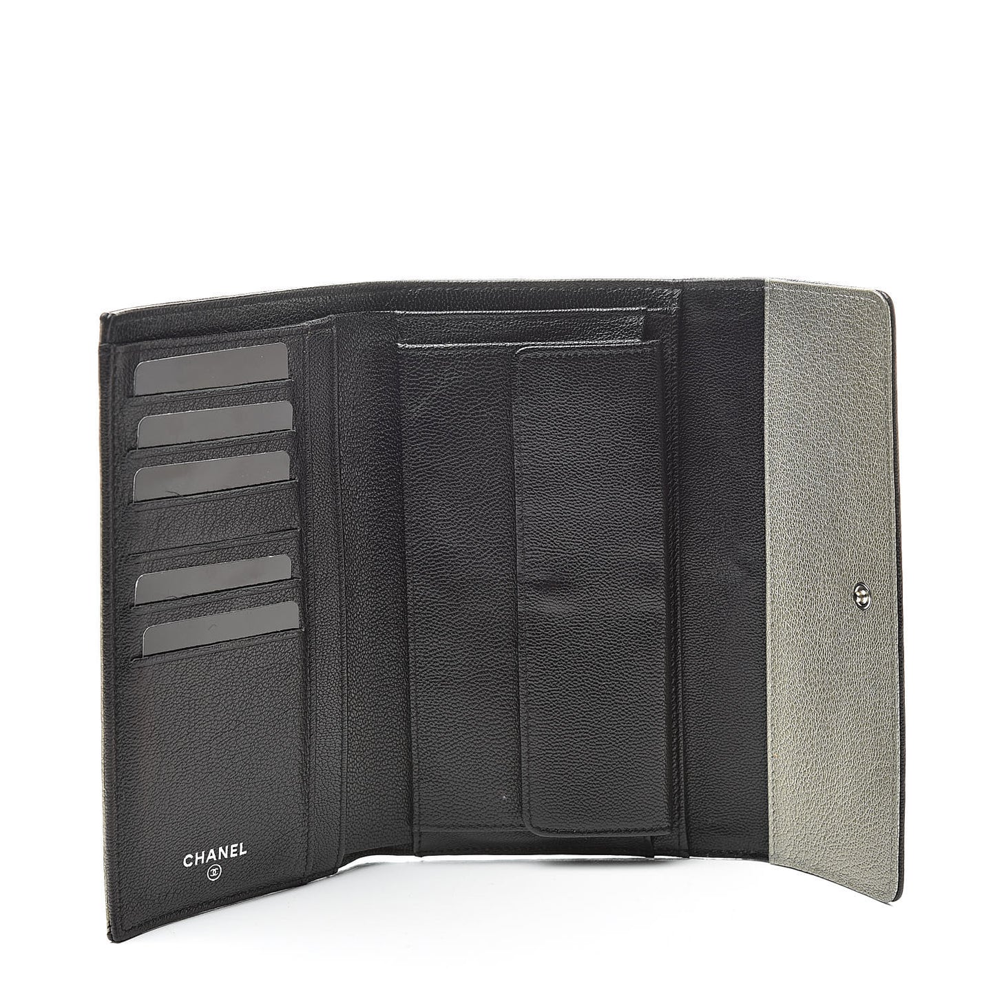 Diamond Stitched Long Flap Wallet Silver