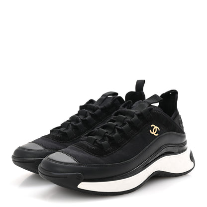 Chanel Velvet Calfskin Mixed Fibers CC Sneakers 38.5 Black 4 of 10