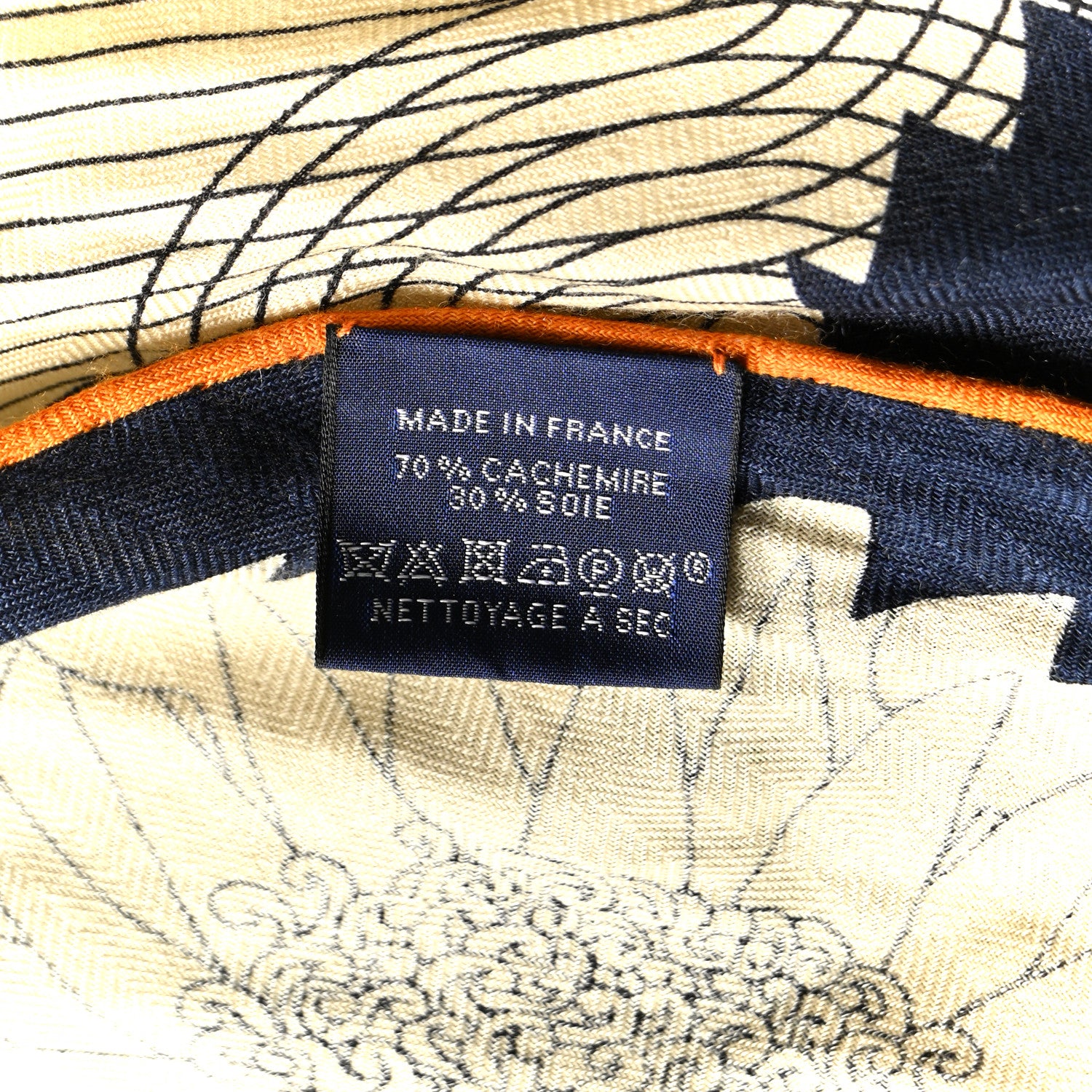 Hermes Cashmere Silk Bal de Soie Triangle Scarf Marine Naturel Roux 3 of 5