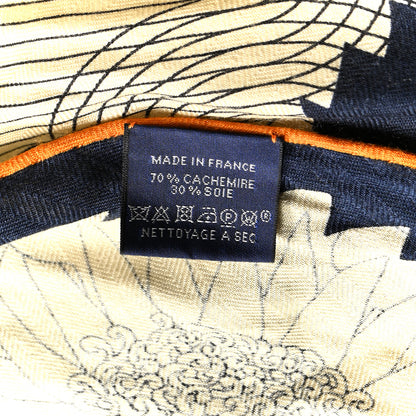 Hermes Cashmere Silk Bal de Soie Triangle Scarf Marine Naturel Roux 3 of 5