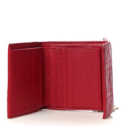Christian Dior Grained Calfskin Cannage Lady Dior French Wallet Red 5 of 11