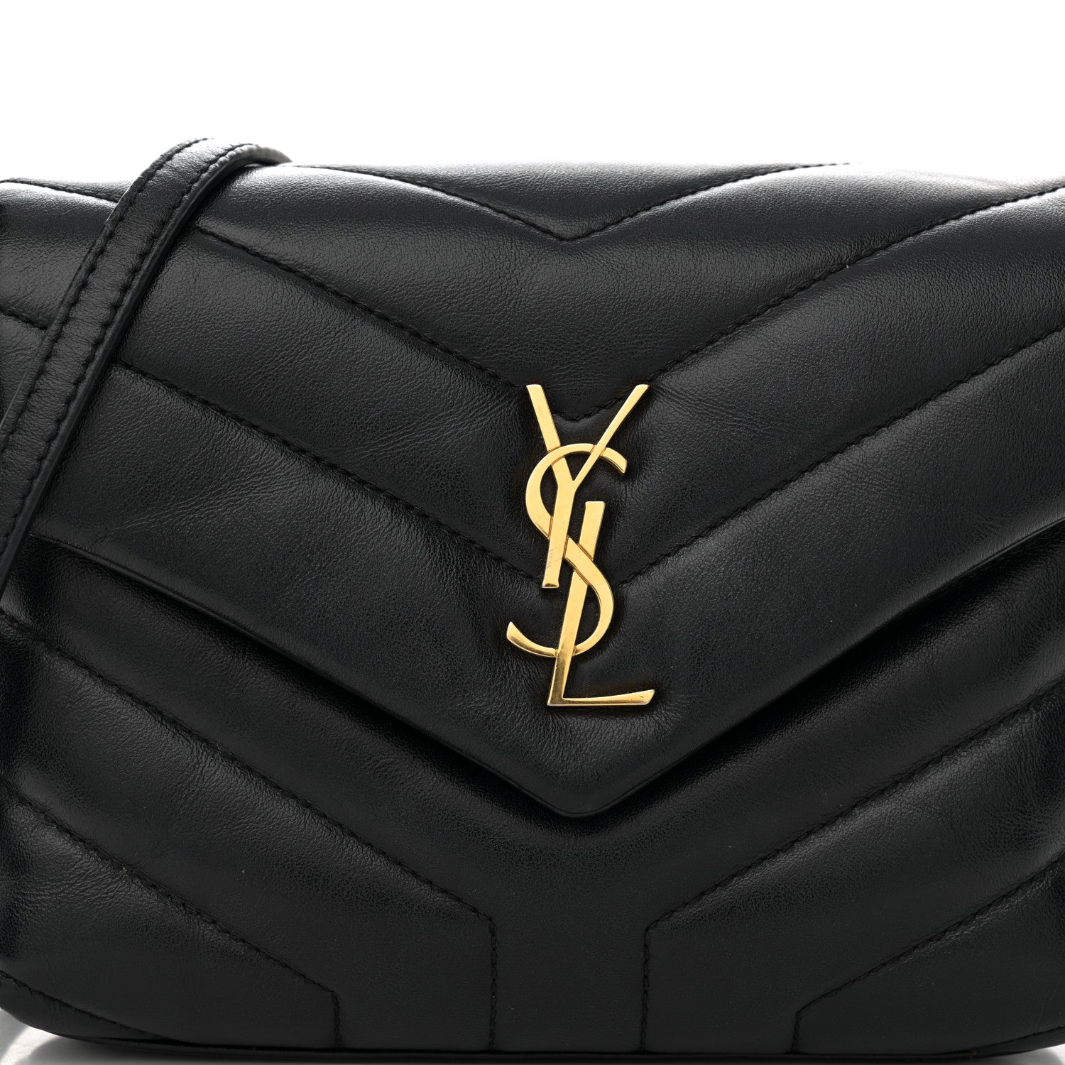 Saint Laurent Calfskin Y Quilted Monogram Toy Loulou Crossbody Bag Black 9 of 12