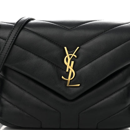 Saint Laurent Calfskin Y Quilted Monogram Toy Loulou Crossbody Bag Black 9 of 12