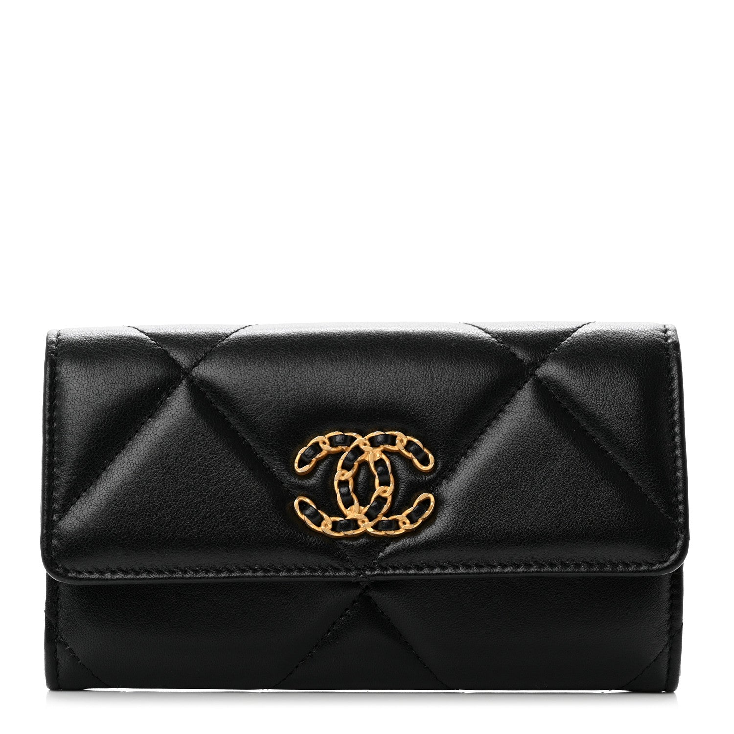 Chanel Lambskin Quilted Chanel 19 Flap Wallet Black 1 of 8