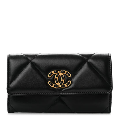 Chanel Lambskin Quilted Chanel 19 Flap Wallet Black 1 of 8