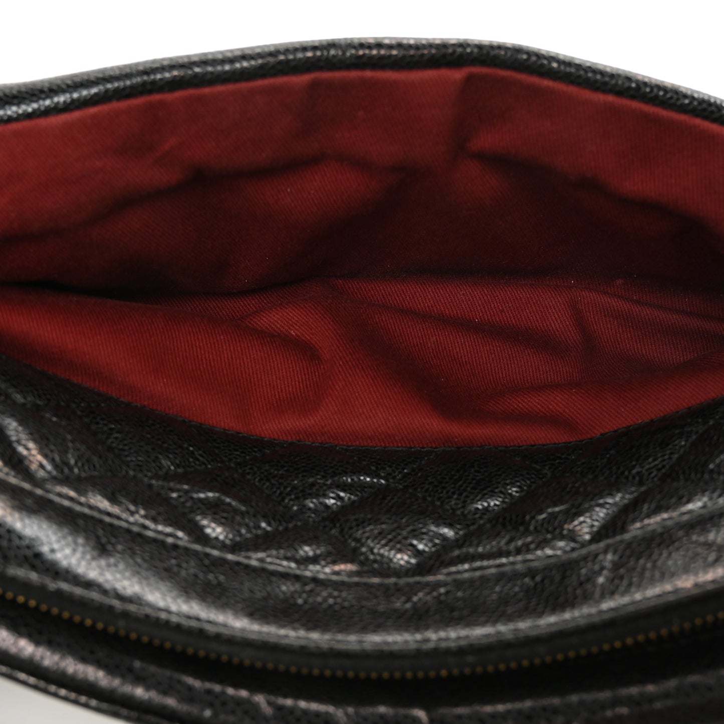 Crumpled Grained Calfskin Quilted Large Shiva Flap Black