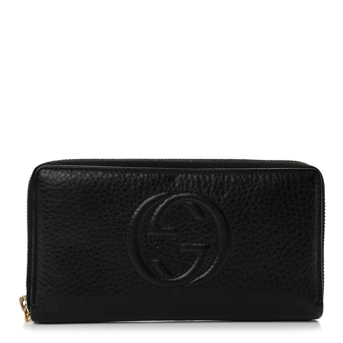Pebbled Calfskin Soho Zip Around Wallet Black
