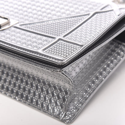 Christian Dior Metallic Patent Micro-Cannage Medium Diorama Flap Bag Silver 10 of 11