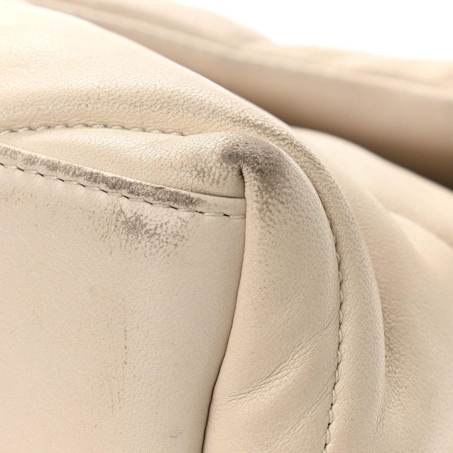 Lambskin Quilted Small Loulou Puffer Monogram Chain Satchel Blanc Vintage