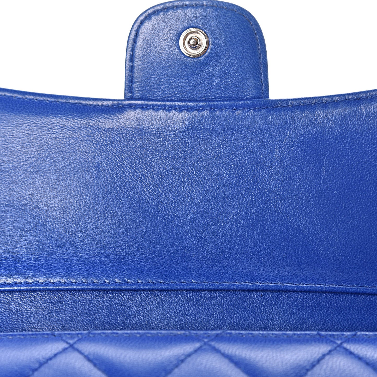 Lambskin Quilted Large Flap Wallet Blue