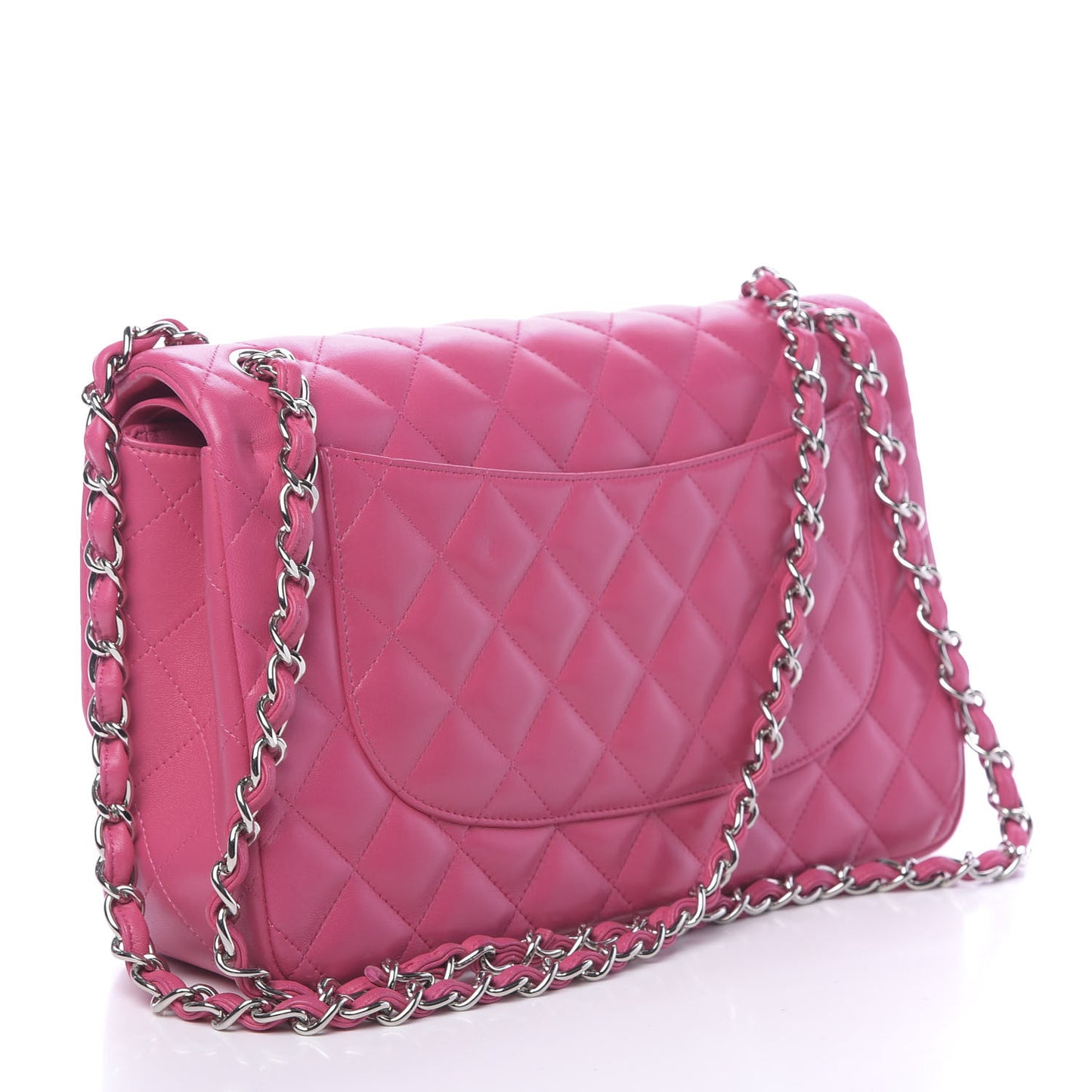 Lambskin Quilted Jumbo Double Flap Fuchsia