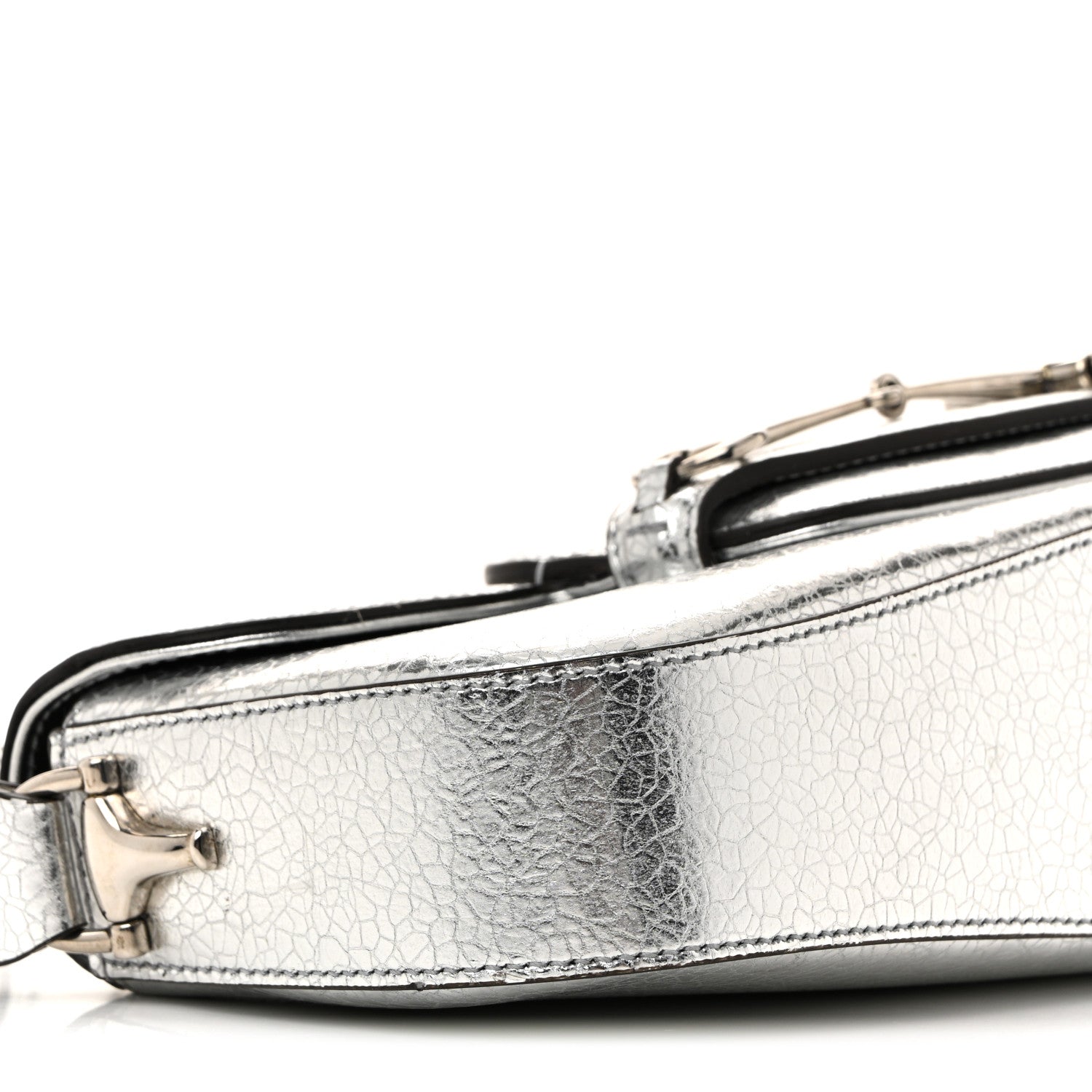 Gucci Metallic Demetra Small Horsebit 1955 Asymmetric Shoulder Bag Silver 9 of 12