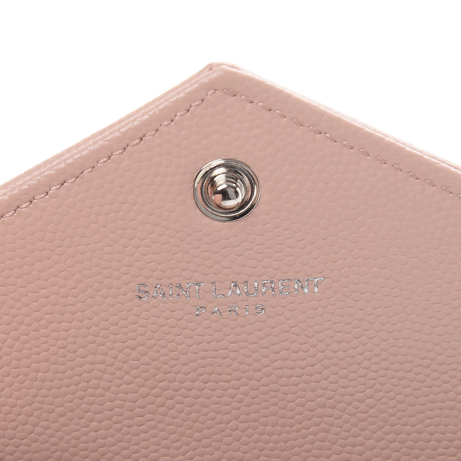 Saint Laurent Grain De Poudre Matelasse Chevron Monogram Envelope Chain Wallet Pale Pink 6 of 9