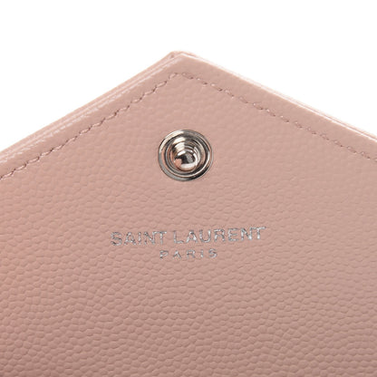 Saint Laurent Grain De Poudre Matelasse Chevron Monogram Envelope Chain Wallet Pale Pink 6 of 9