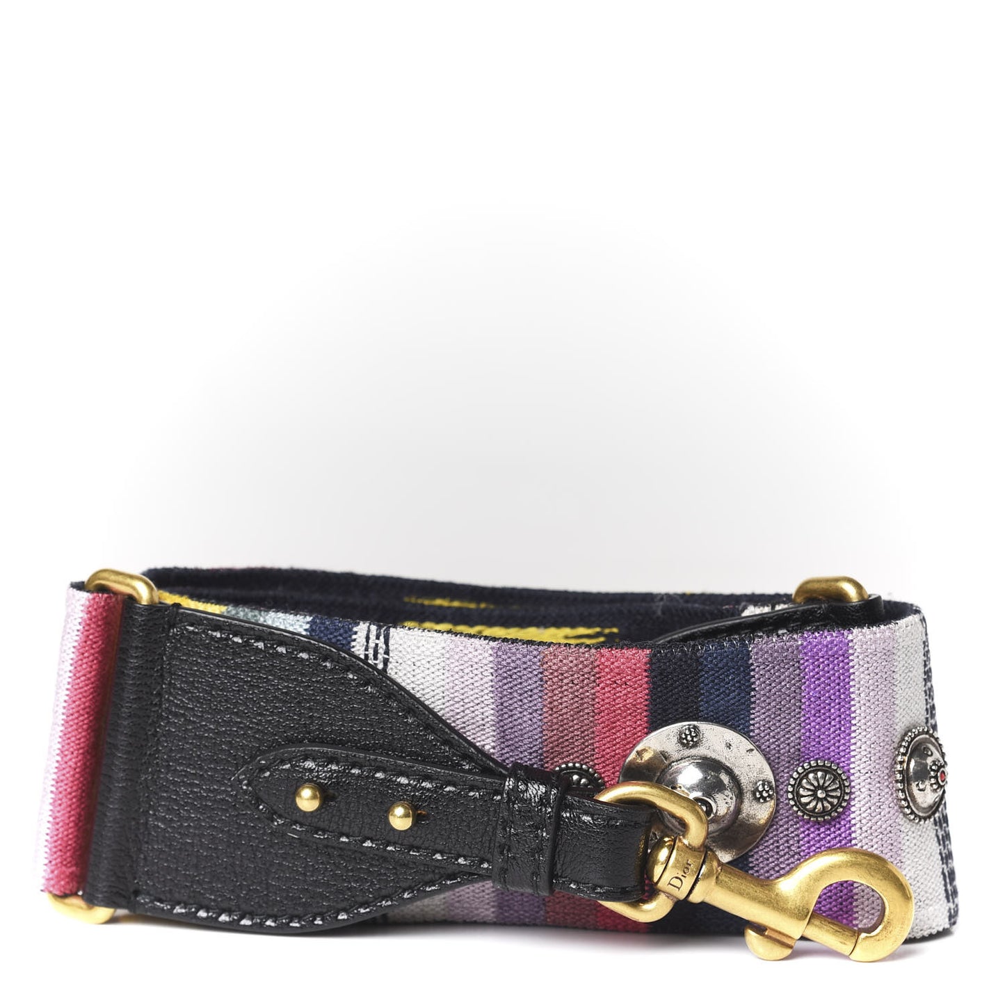 Canvas Embroidered Studded Rainbow Shoulder Strap