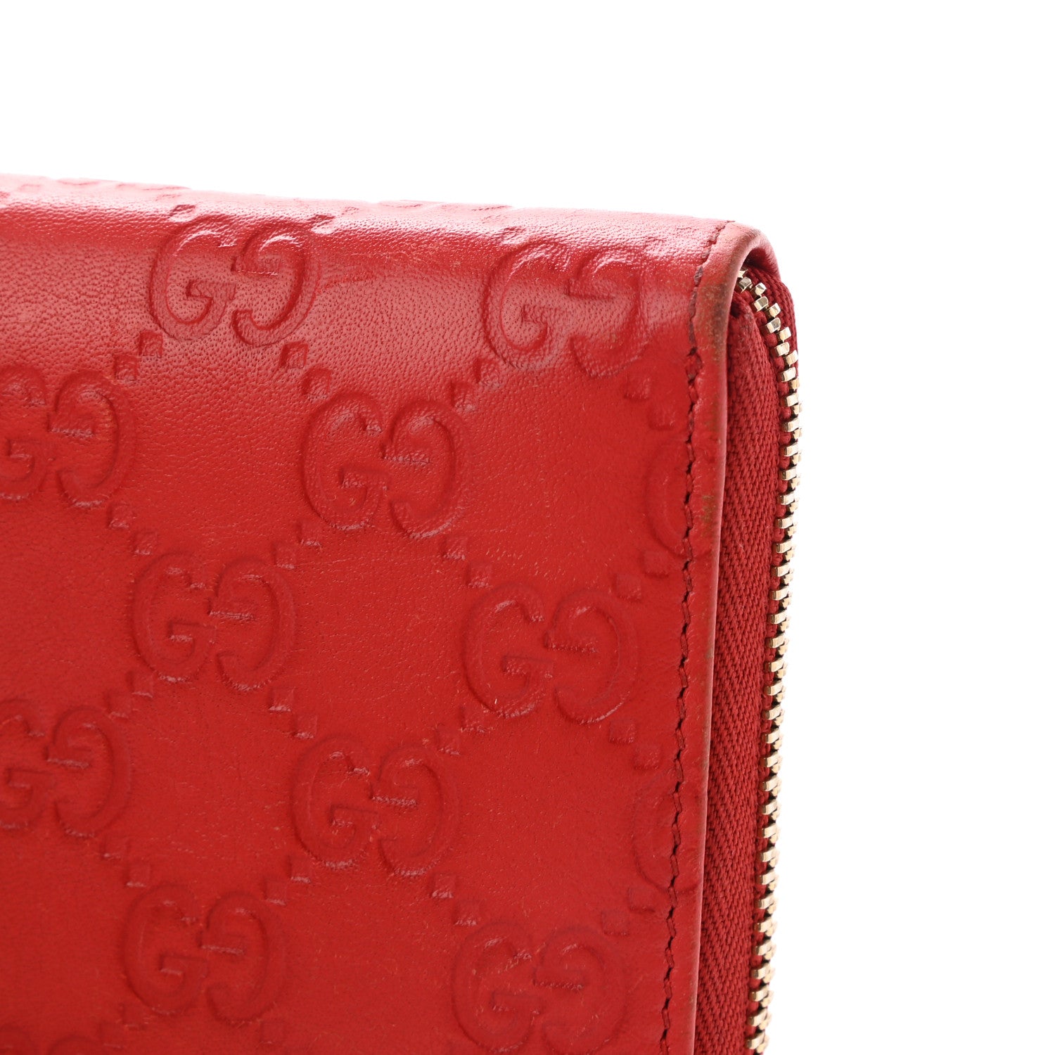 Gucci Guccissima Vitello Tender Zip Around Wallet Sporting Red 13 of 15