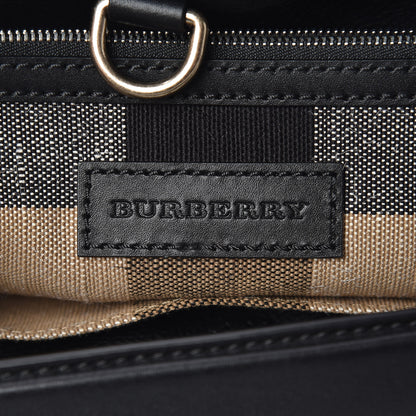 Burberry Grainy Calfskin Canvas Mega Check Medium Ashby Tassel Hobo Black 6 of 9
