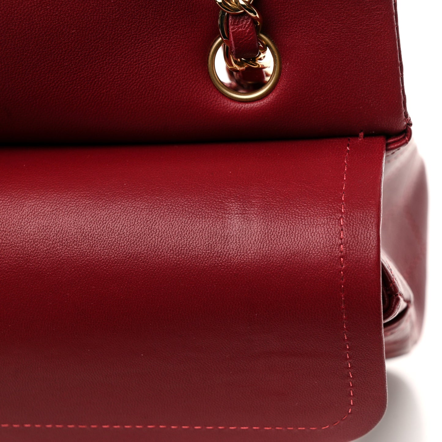 Lambskin Quilted Medium Double Flap Burgundy