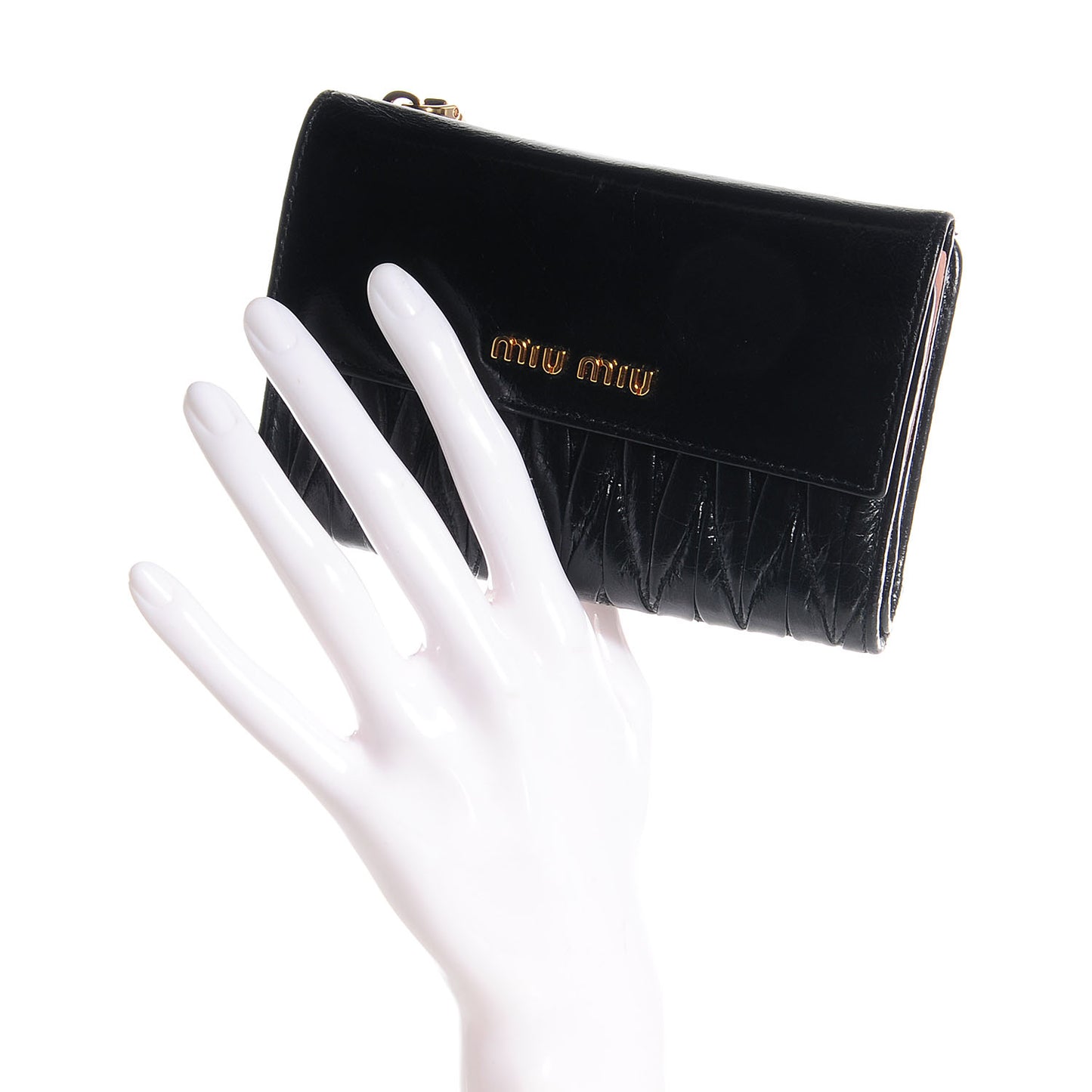 Matelasse Lux Bi-Fold Flap Wallet Nero Black