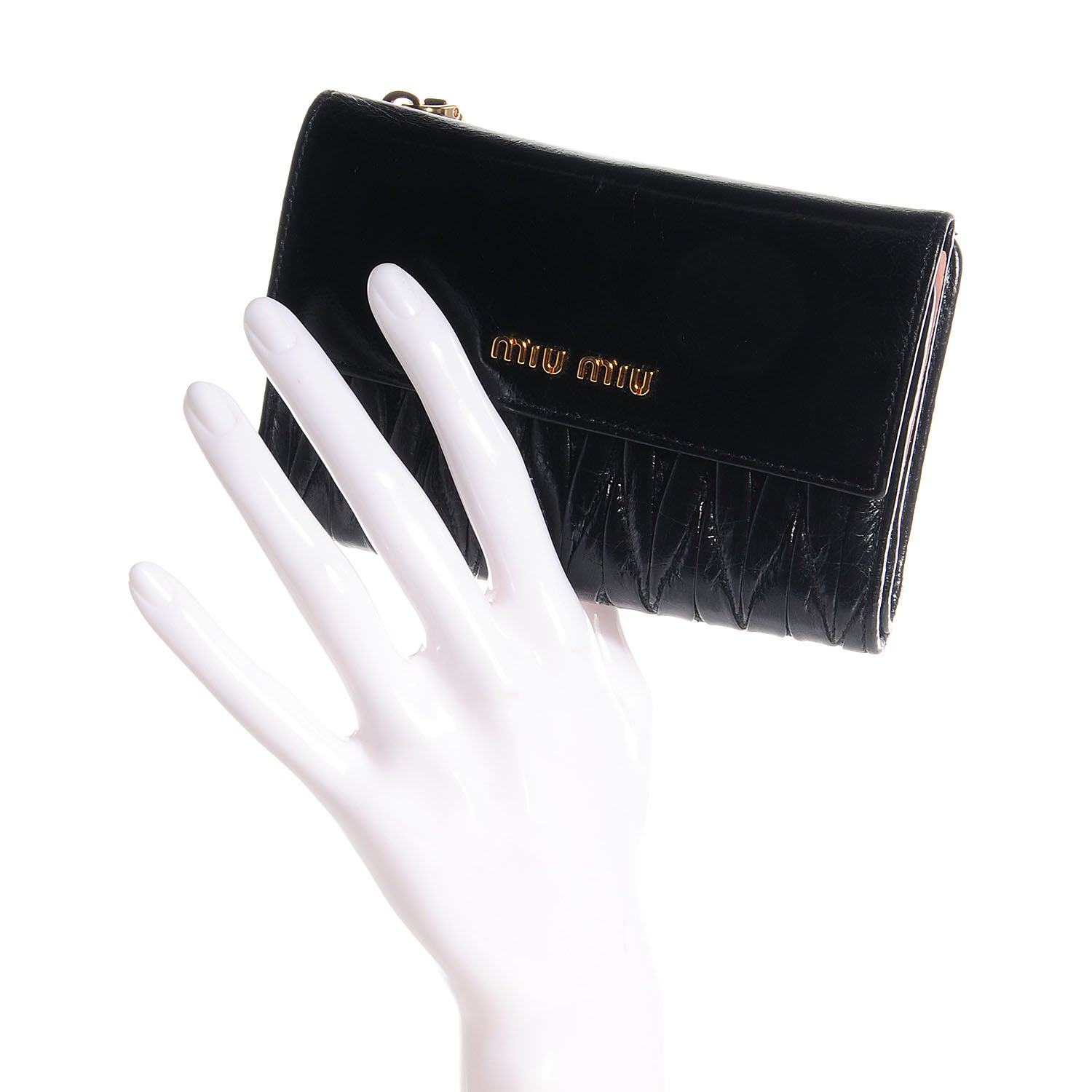 Miu Miu Matelasse Lux Bi-Fold Flap Wallet Nero Black 2 of 9
