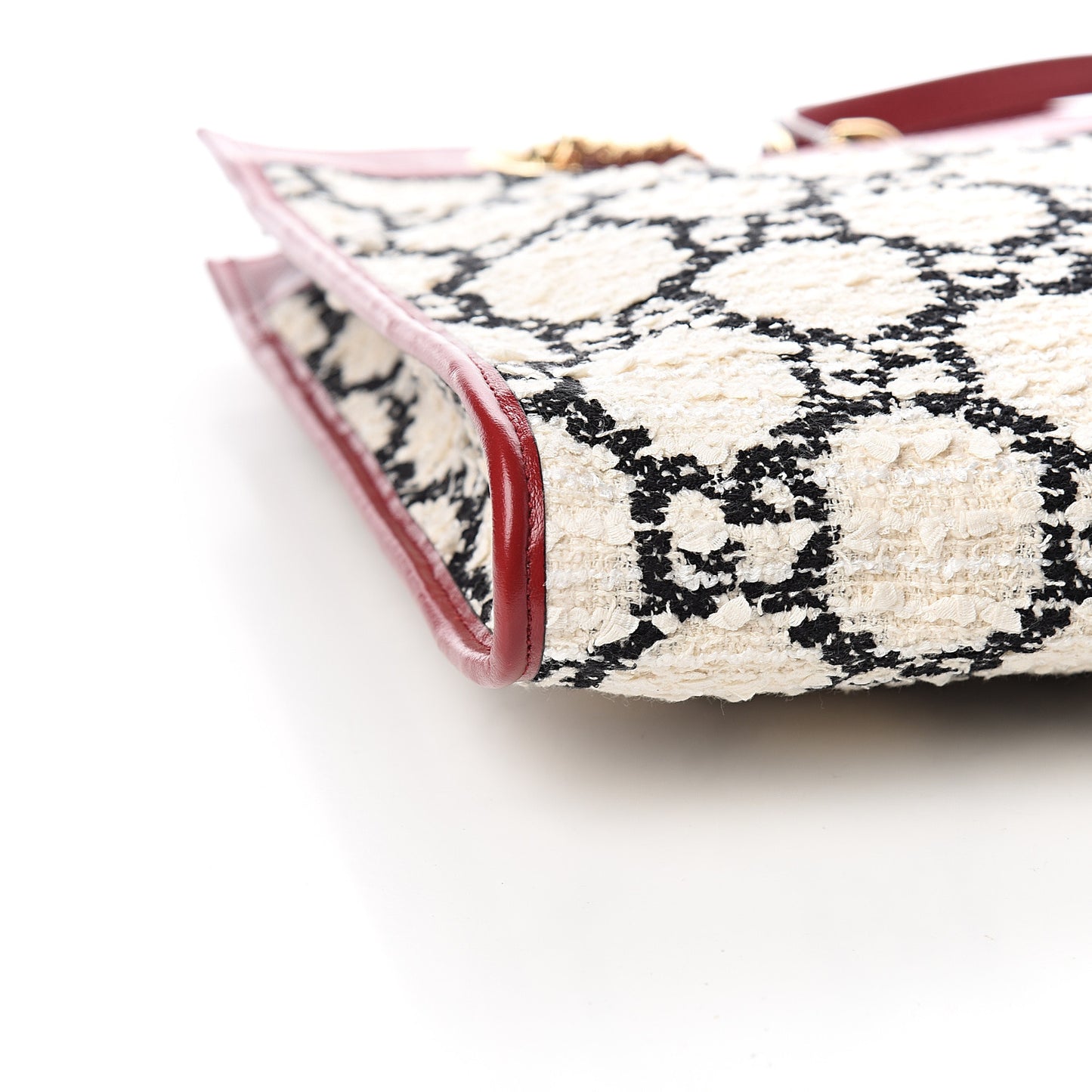 Tweed GG Monogram Large Rajah Chain Tote White Black Romantic Cherry