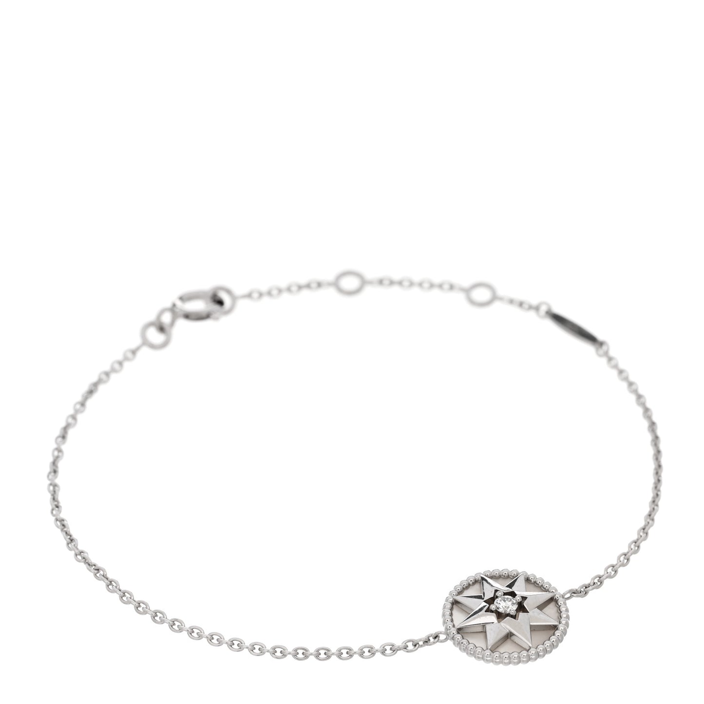 18K White Gold Diamond Mother of Pearl Rose Des Vents Bracelet