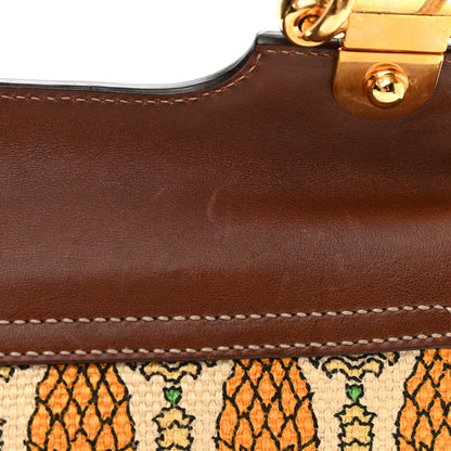 Gucci Canvas Pigna Print Peggy Bamboo Top Handle Bag Brown 11 of 16