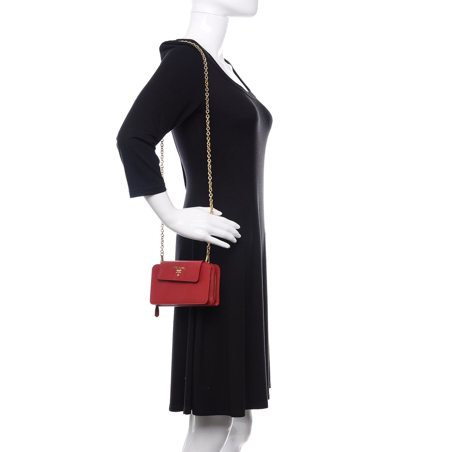 Saffiano Chain Wallet Fuoco