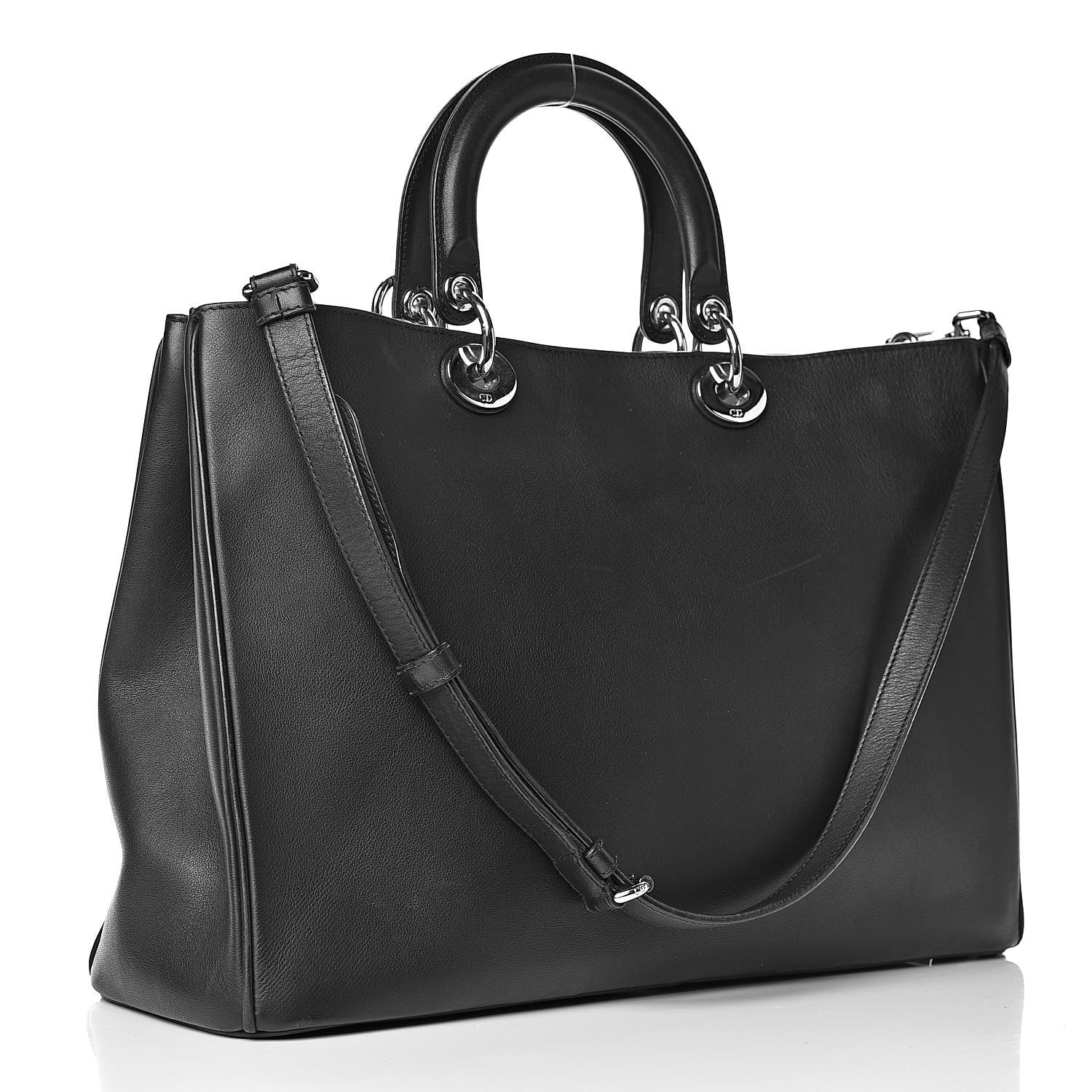 Christian Dior Smooth Calfskin Large Diorissimo Tote Black Rose Poudre 4 of 21