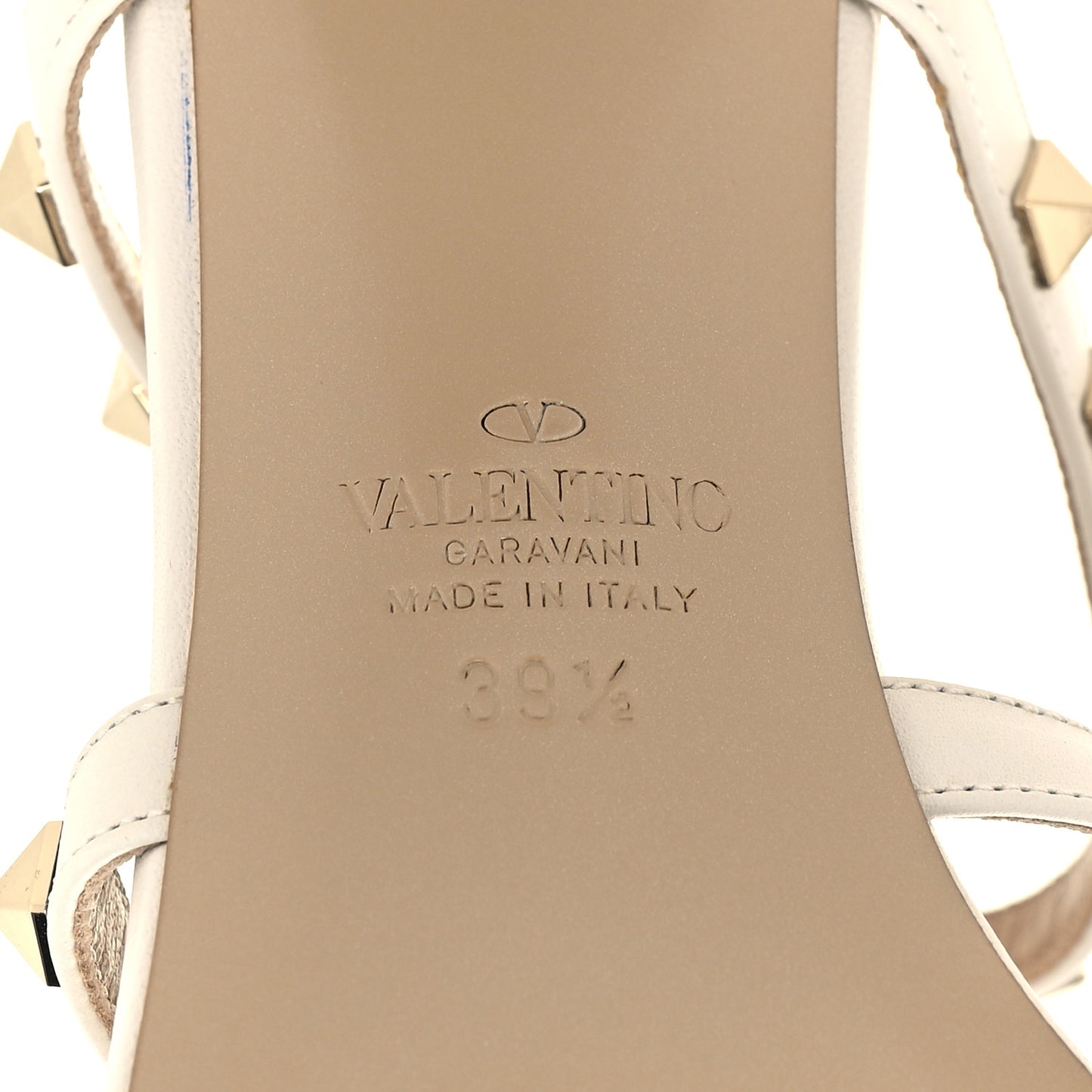 Calfskin Rockstud 60mm Caged Slide Sandals 39.5 Optic White
