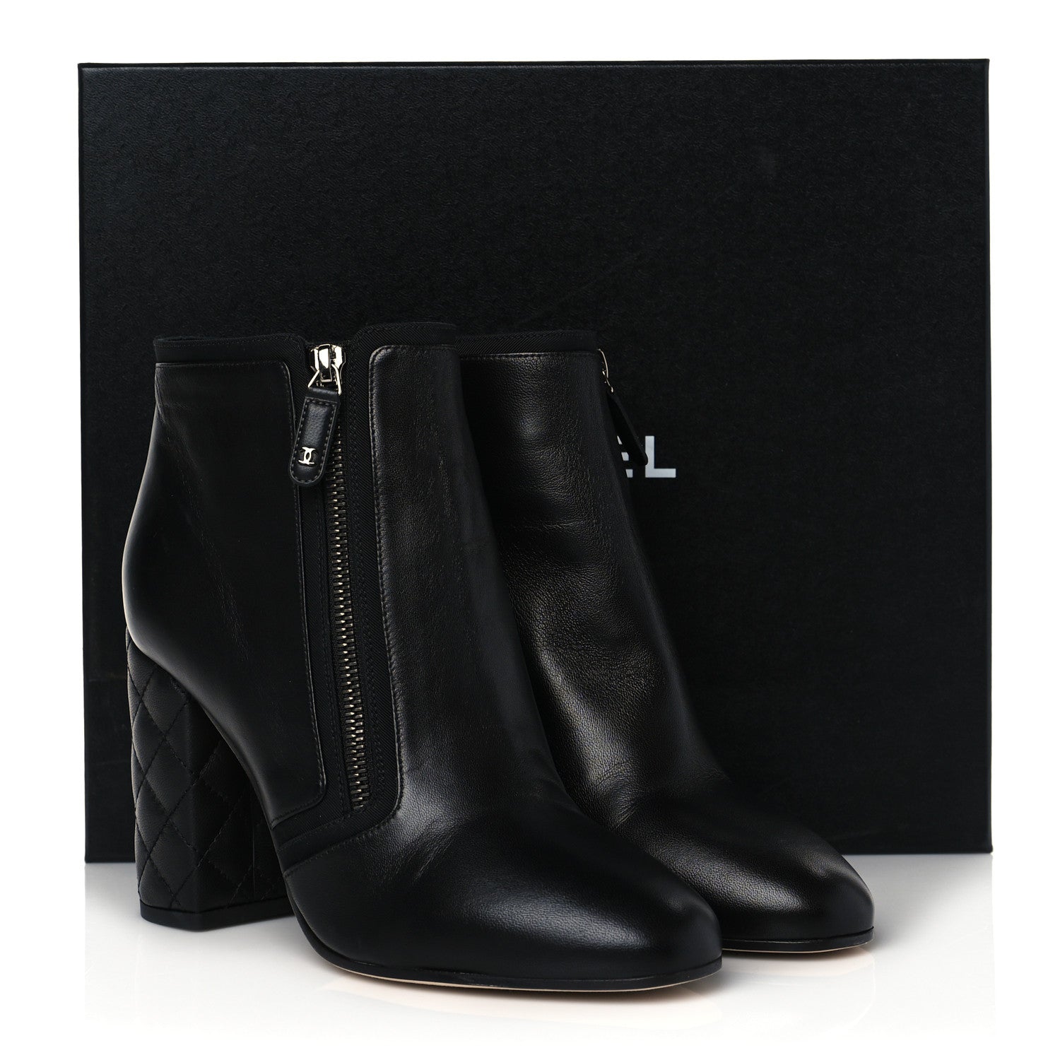 Chanel Lambskin Quilted CC Booties 39.5 Black 10 of 10