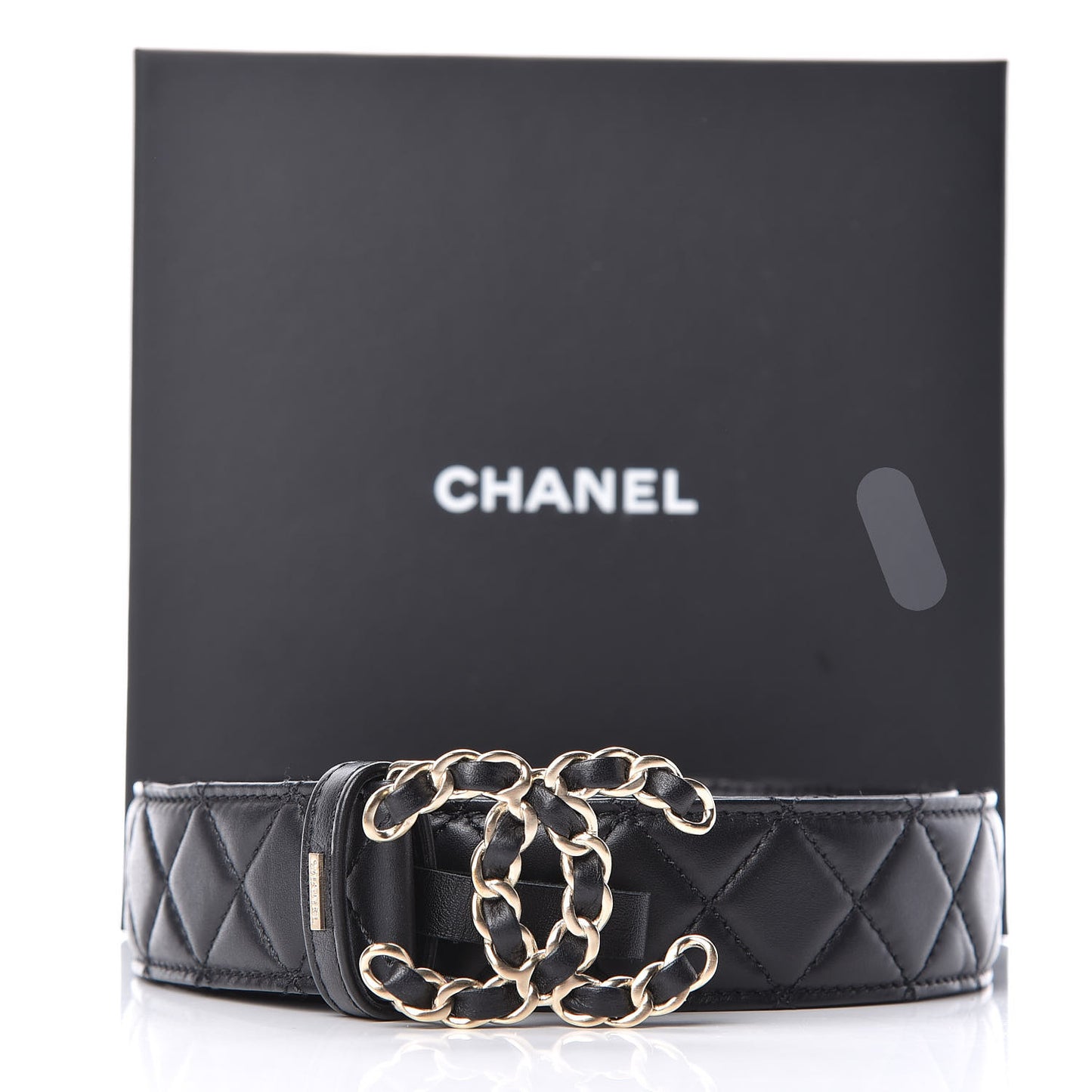 Lambskin Quilted CC Chain Belt 85 34 Black