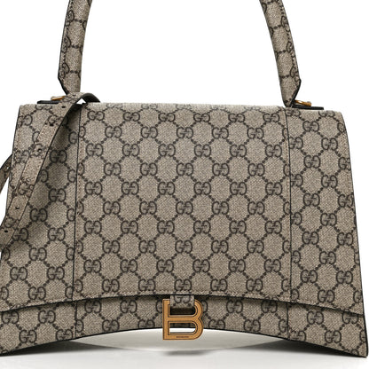 Balenciaga X GUCCI GG Supreme Monogram Medium Hourglass Top Handle Bag Beige Ebony 9 of 14