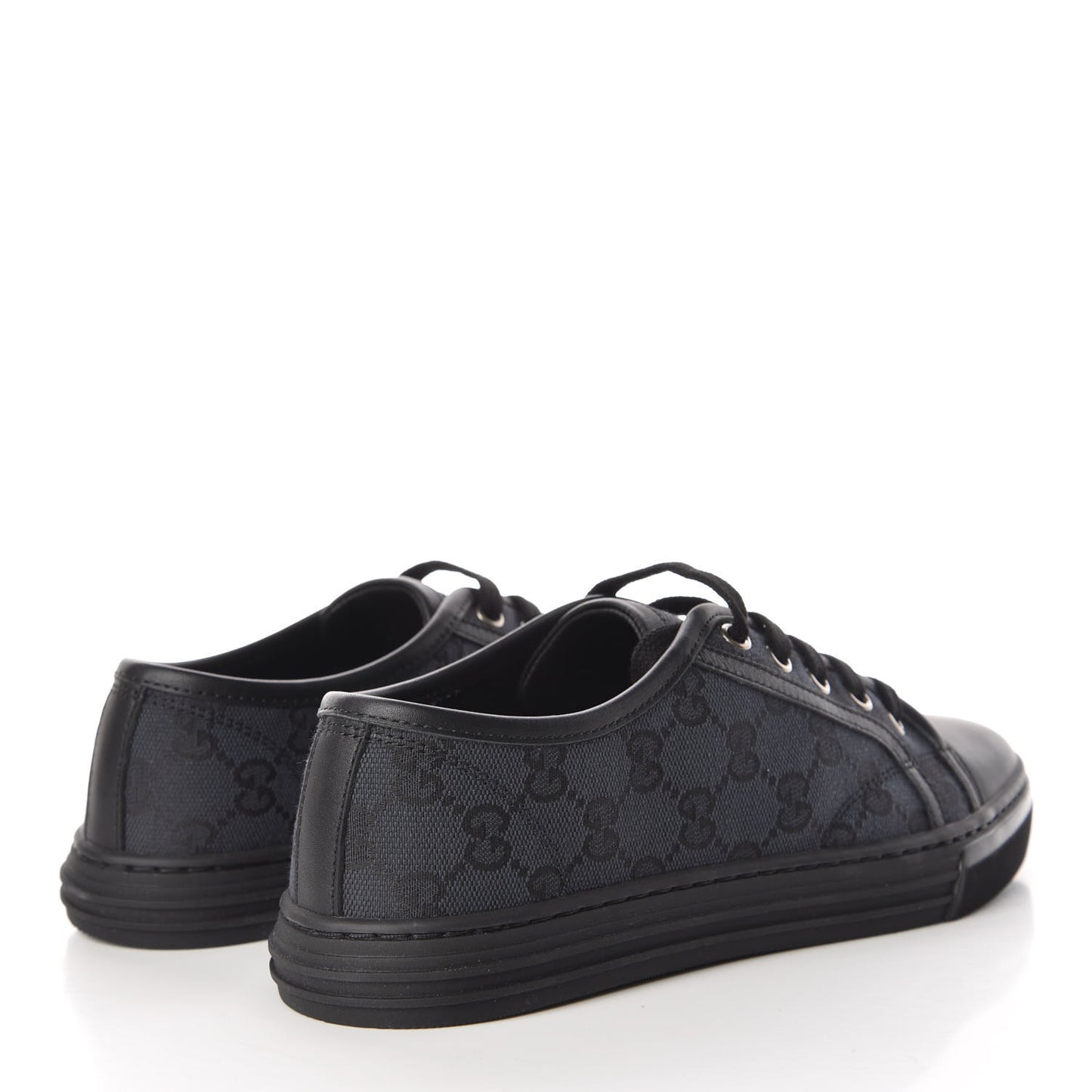 GG Monogram Calfskin Womens Low Top Sneakers 38 Piombo Black
