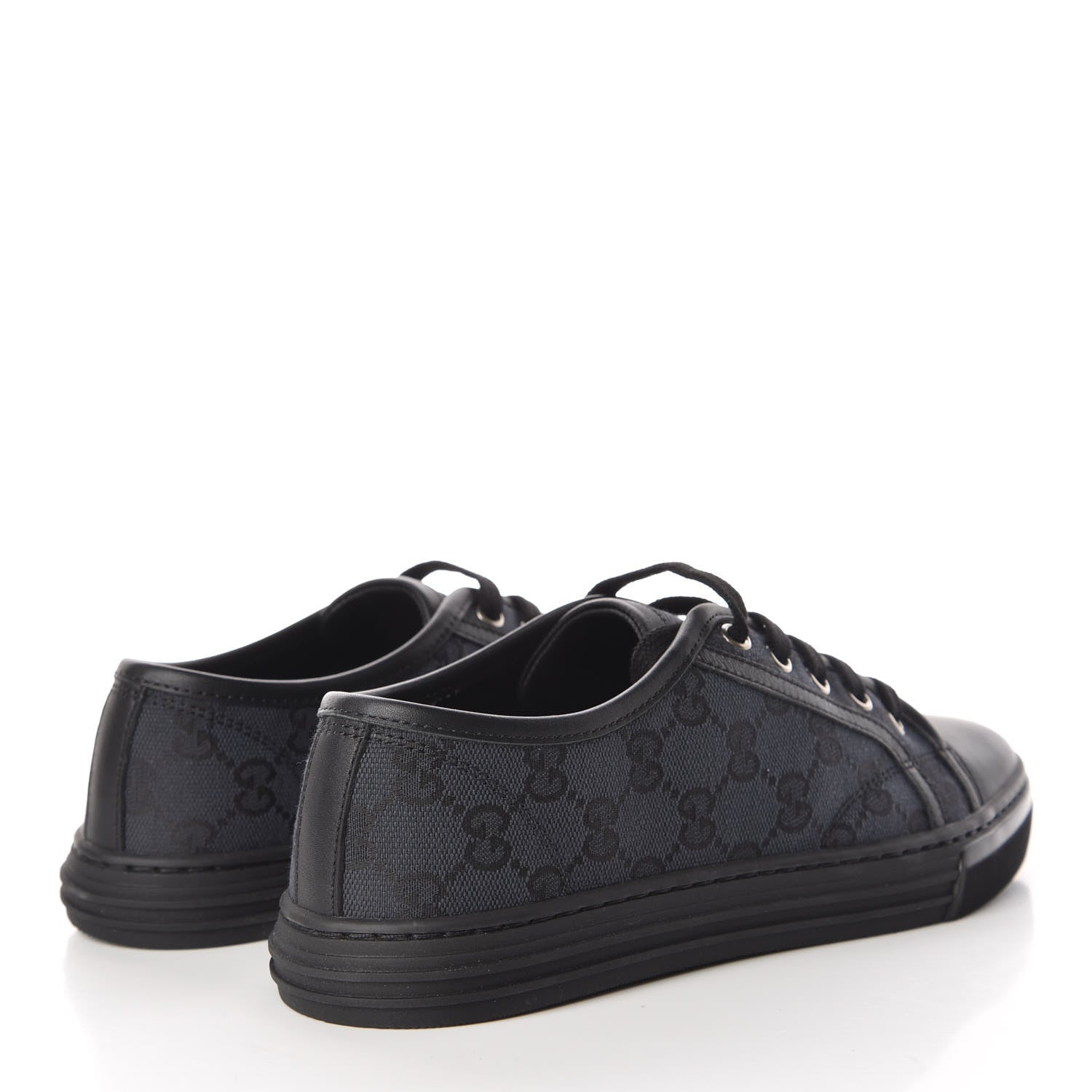 Gucci GG Monogram Calfskin Womens Low Top Sneakers 38 Piombo Black 4 of 8