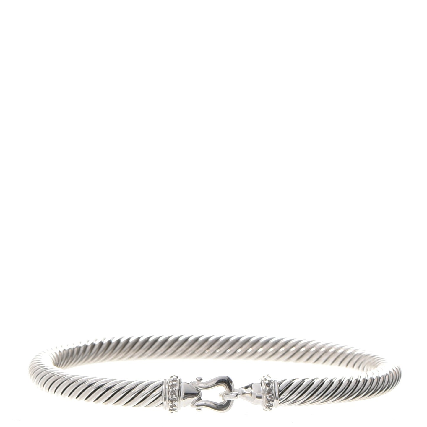 Sterling Silver Diamond 5mm Cable Buckle Bracelet