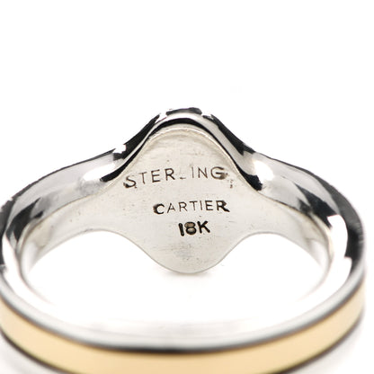 Cartier Sterling Silver 18K Yellow Gold Logo Band Ring 51 5.75 4 of 4