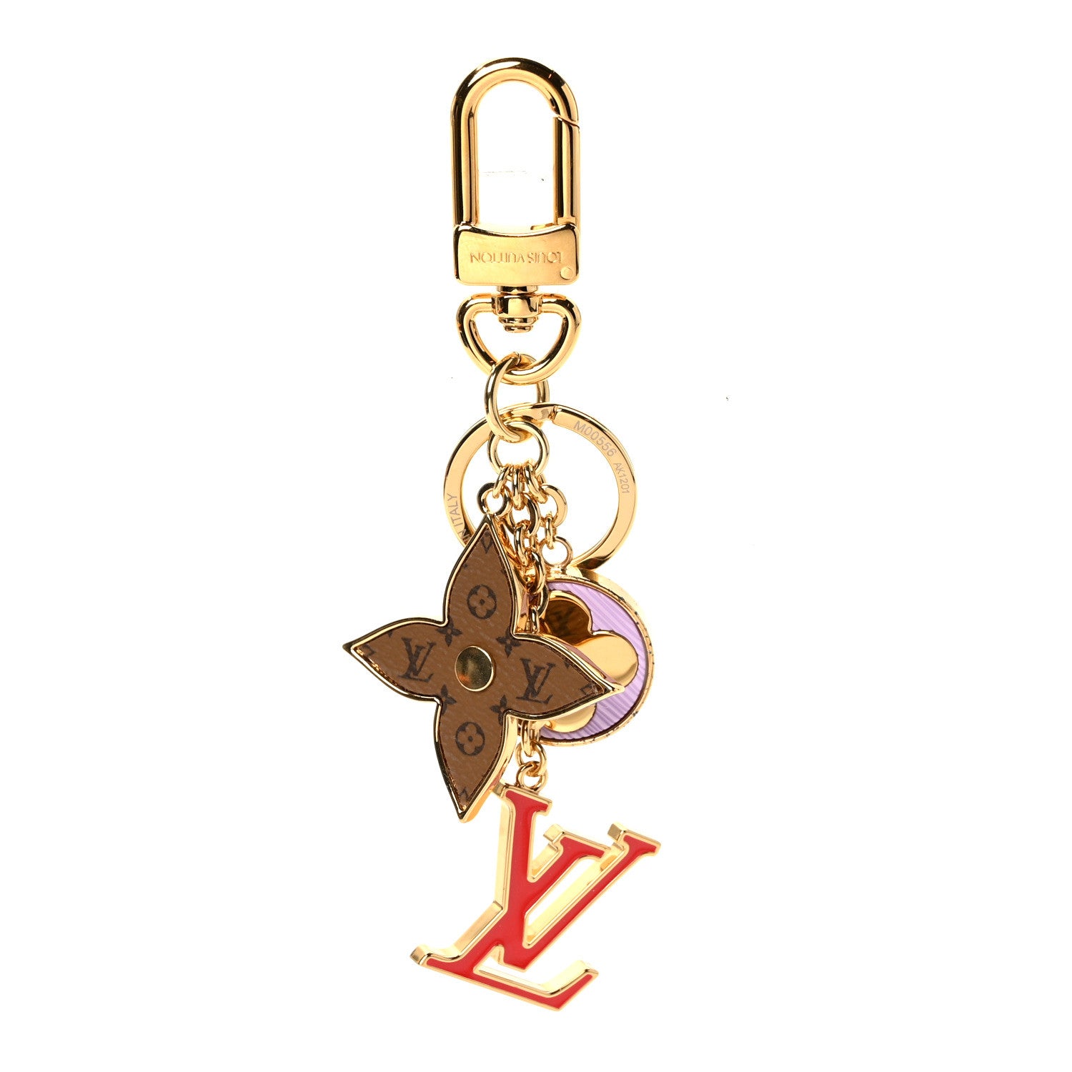 Louis Vuitton Metal Reverse Monogram Epi Spring Street Bag Charm Key Holder Gold 1 of 4