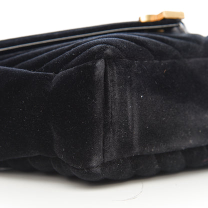 Saint Laurent Velvet Matelasse Chevron Medium Monogram Chain Bag Black 7 of 9