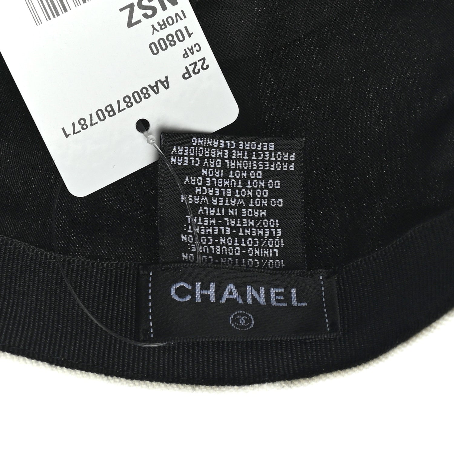 Chanel Cotton Sequin CC Cap Hat Ivory 7 of 7