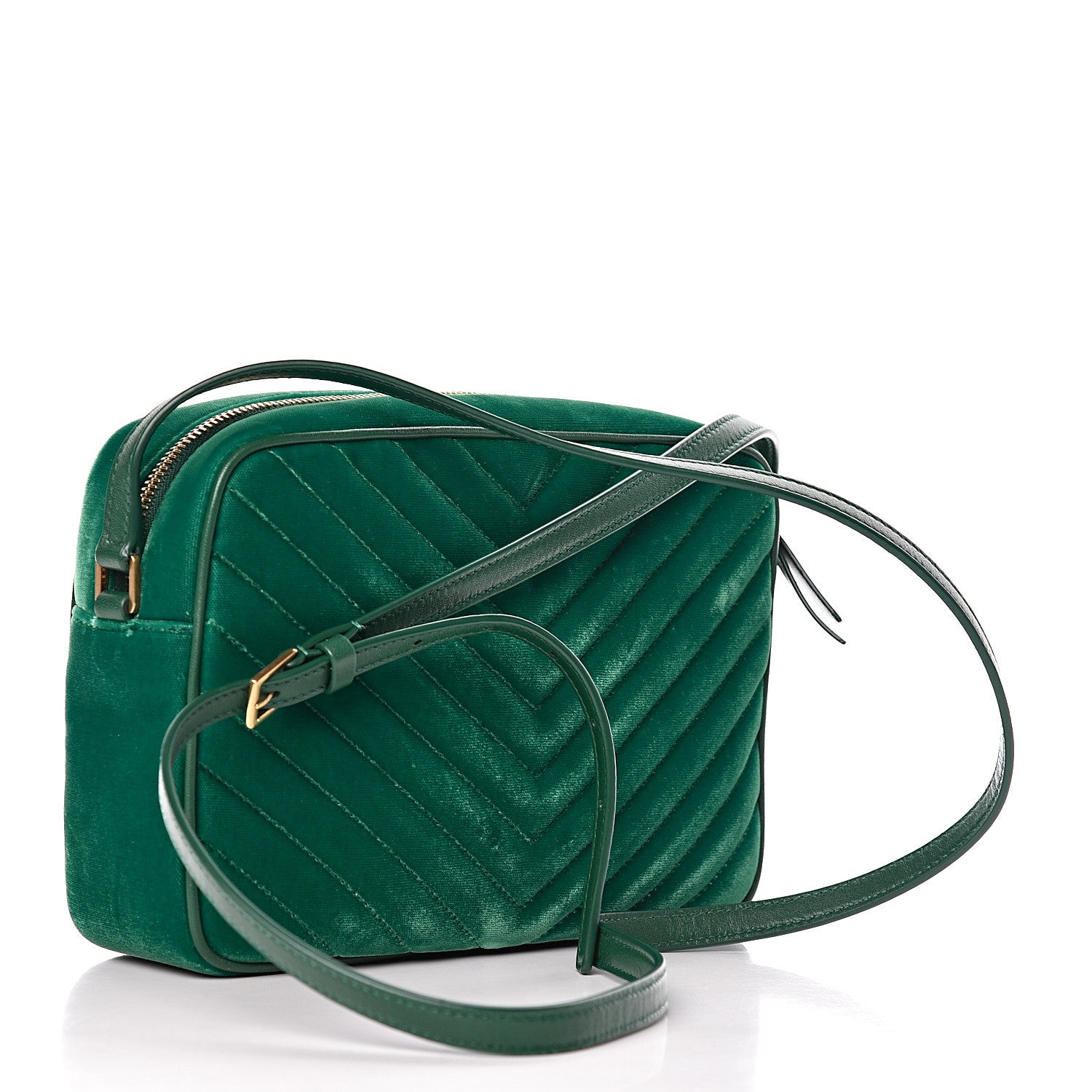 Saint Laurent Velvet Matelasse Monogram Lou Camera Bag Deep Malachite 3 of 10