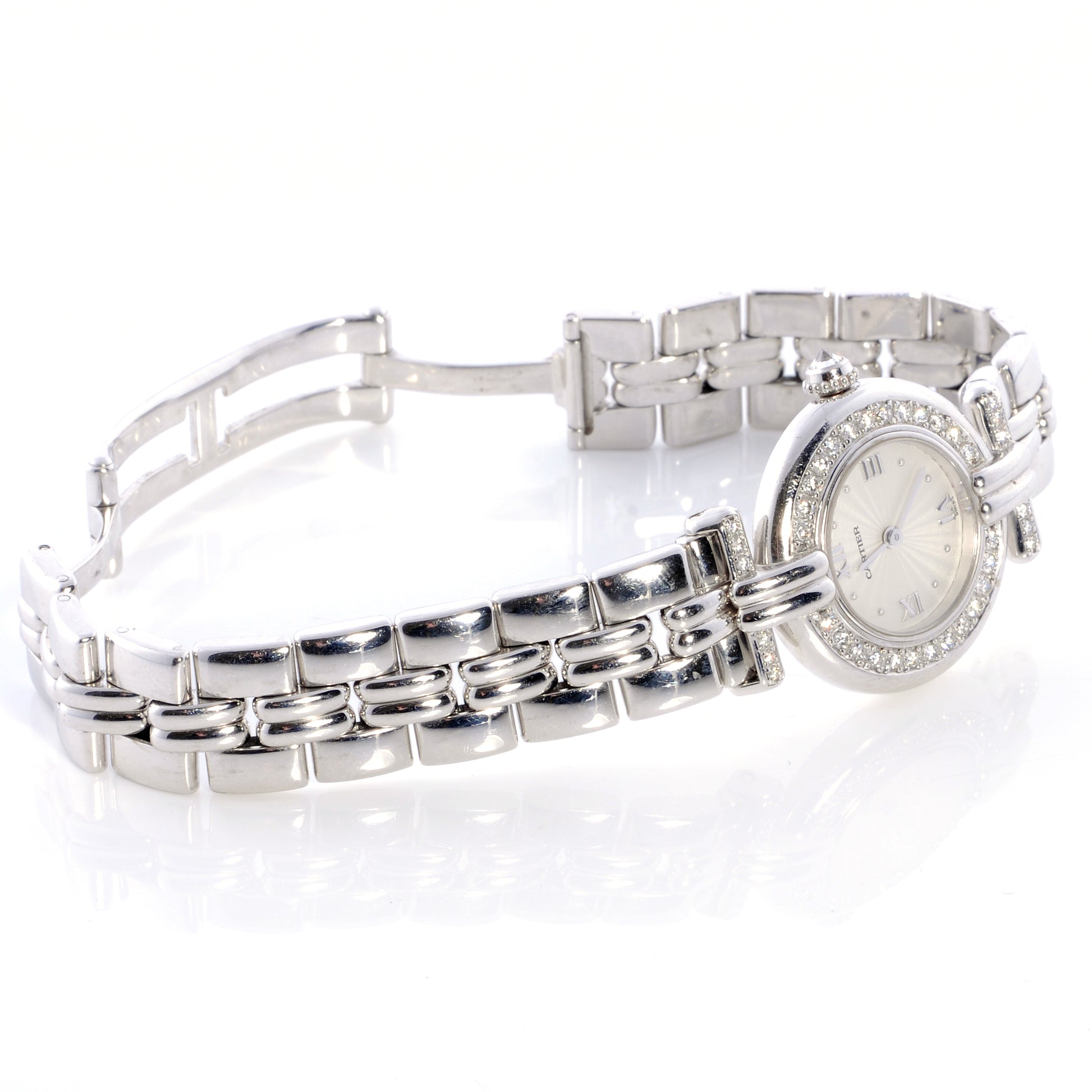 Cartier 18k White Gold Diamond Ladies Watch 4 of 7