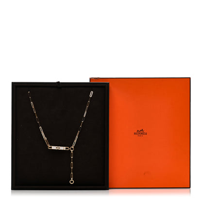 Hermes 18K Yellow Gold Diamond Pave PM Kelly Chaine Lariat Necklace ST 5 of 5