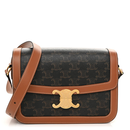 Celine Triomphe Canvas Calfskin Medium Triomphe Bag Tan 1 of 10
