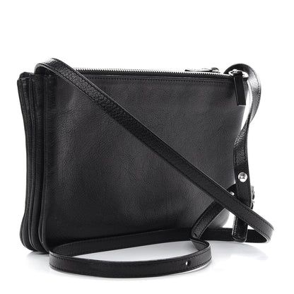 Celine Shiny Textured Calfskin Small Trio Crossbody Bag Black 3 of 10