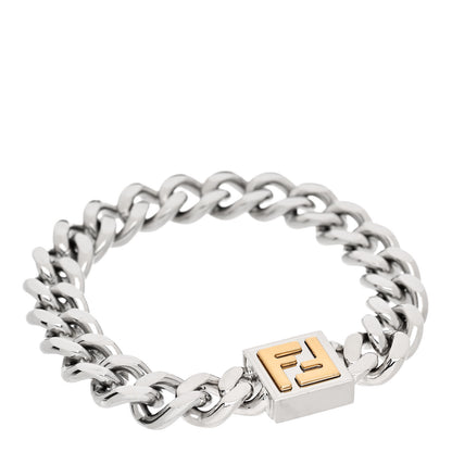 Fendi Palladium FF Curb Link Bracelet Gold Silver 1 of 4