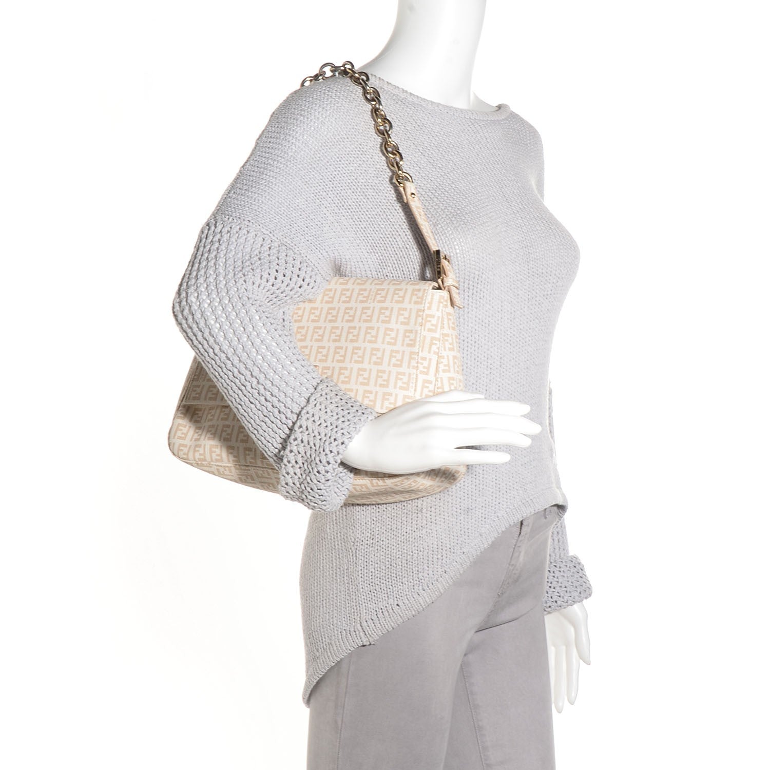 Fendi Zucchino Spalmati Forever Mama Baguette Crema Ecru 2 of 10