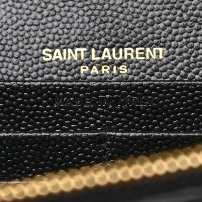 Saint Laurent Grain De Poudre Matelasse Chevron Monogram Chain Wallet Black 7 of 10