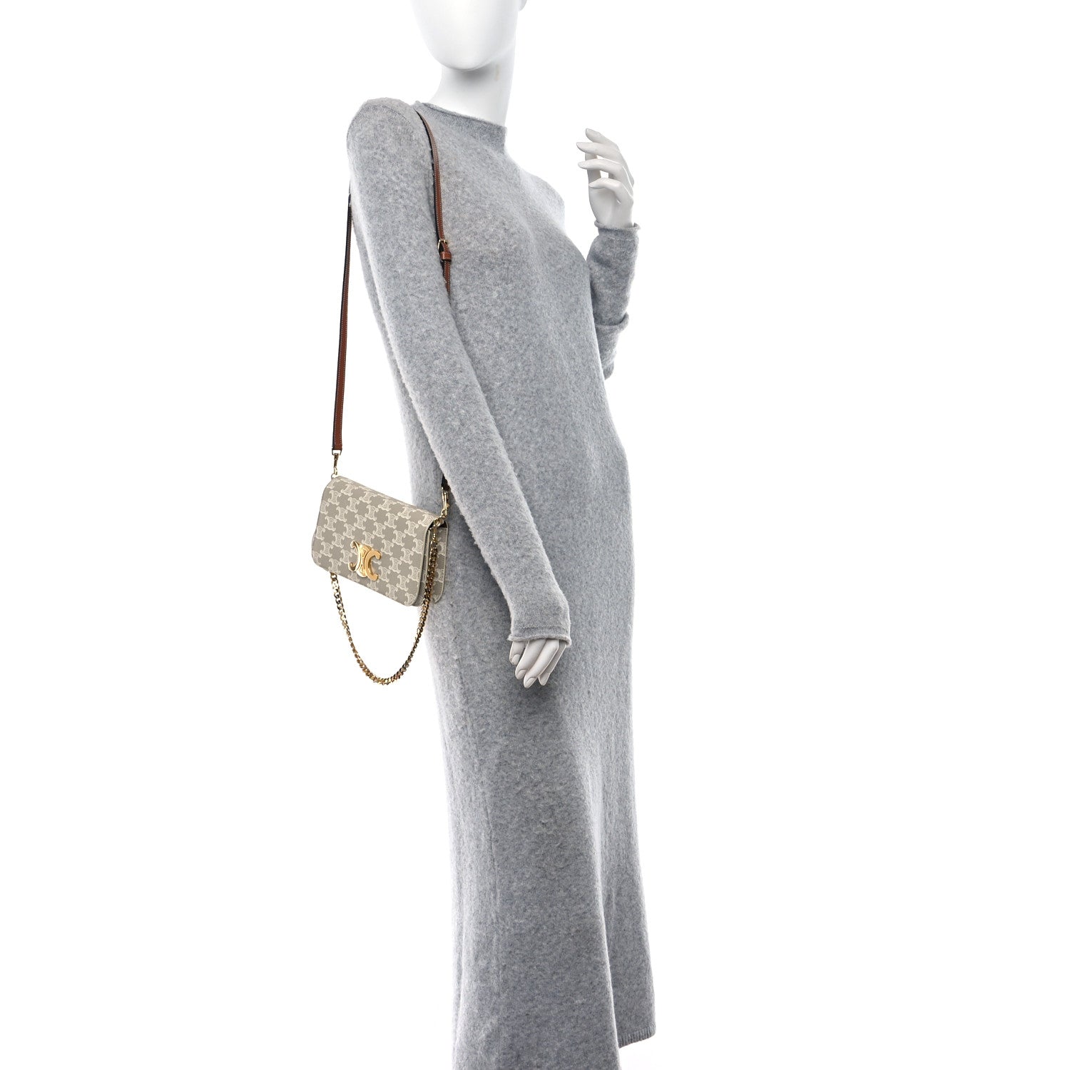 Celine Canvas Calfskin Triomphe Multipochette Grege 2 of 9