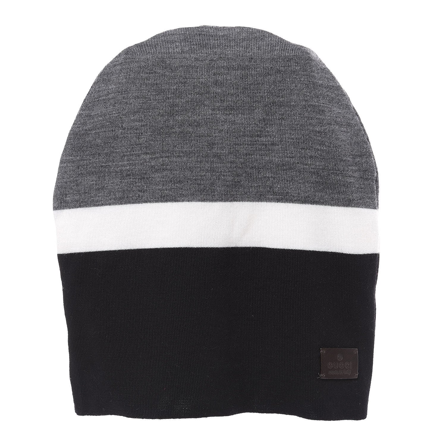 Gucci Wool Colarasa Tricot Beanie Hat M Black Grey 1 of 6